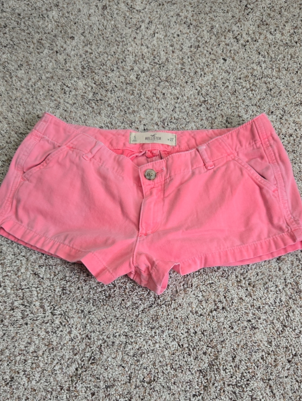 Hollister Coral-Pink Low-Rise Cotton Shortie Shorts Size 5